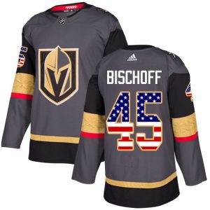 Dětské NHL Vegas Golden Knights dresy 45 Jake Bischoff Authentic Šedá Adidas USA Flag Fashion