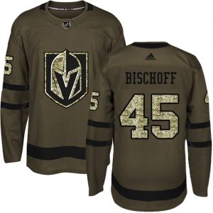 Dětské NHL Vegas Golden Knights dresy 45 Jake Bischoff Authentic Zelená Adidas Salute to Service
