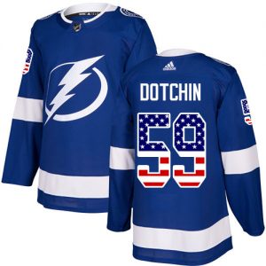 Pánské NHL Tampa Bay Lightning dresy 59 Jake Dotchin Authentic modrá Adidas USA Flag Fashion