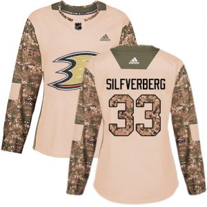 Dámské NHL Anaheim Ducks dresy 33 Jakob Silfverberg Authentic Camo Adidas Veterans Day Practice