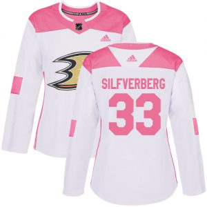 Dámské NHL Anaheim Ducks dresy 33 Jakob Silfverberg Authentic Bílý Růžový Adidas Fashion