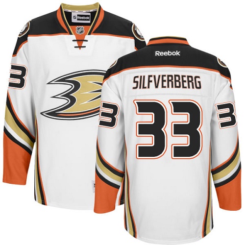 Dětské NHL Anaheim Ducks dresy 33 Jakob Silfverberg Authentic Bílý Reebok Venkovní hokejové dresy