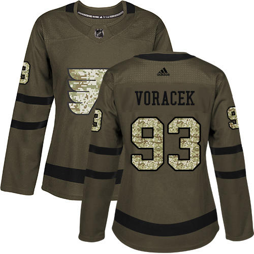 Dámské NHL Philadelphia Flyers dresy 93 Jakub Voracek Authentic Zelená Adidas Salute to Service