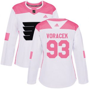 Dámské NHL Philadelphia Flyers dresy 93 Jakub Voracek Authentic Bílý Růžový Adidas Fashion