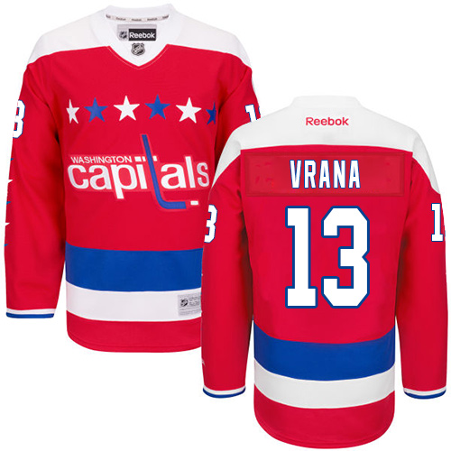 Dámské NHL Washington Capitals dresy 13 Jakub Vrana Authentic Červené Reebok Alternativní hokejové dresy