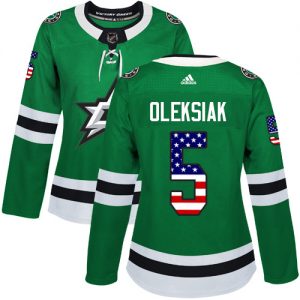 Dámské NHL Dallas Stars dresy 5 Jamie Oleksiak Authentic Zelená Adidas USA Flag Fashion