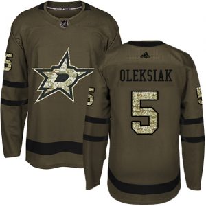 Dětské NHL Dallas Stars dresy 5 Jamie Oleksiak Authentic Zelená Adidas Salute to Service