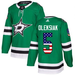 Dětské NHL Dallas Stars dresy 5 Jamie Oleksiak Authentic Zelená Adidas USA Flag Fashion