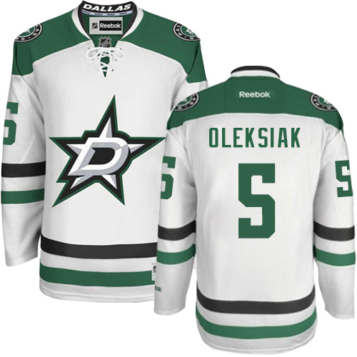 Dětské NHL Dallas Stars dresy 5 Jamie Oleksiak Authentic Bílý Reebok Venkovní hokejové dresy