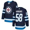 Pánské NHL Winnipeg Jets dresy 58 Jansen Harkins Authentic Námořnická modrá Adidas Domácí