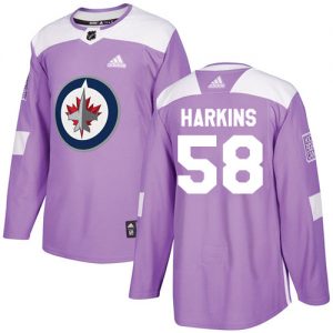 Pánské NHL Winnipeg Jets dresy 58 Jansen Harkins Authentic Nachový Adidas Fights Cancer Practice