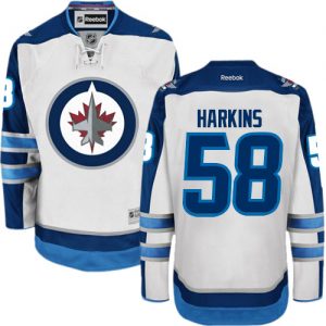 Pánské NHL Winnipeg Jets dresy 58 Jansen Harkins Authentic Bílý Reebok Venkovní hokejové dresy