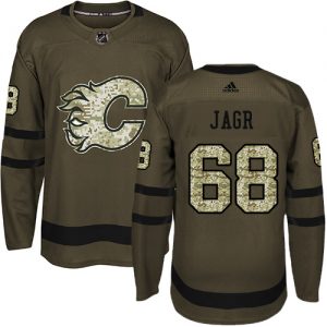 Pánské NHL Calgary Flames dresy Jaromir Jagr 68 Authentic Zelená Adidas Salute to Service