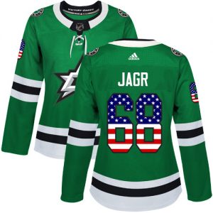 Dámské NHL Dallas Stars dresy Jaromir Jagr 68 Authentic Zelená Adidas USA Flag Fashion