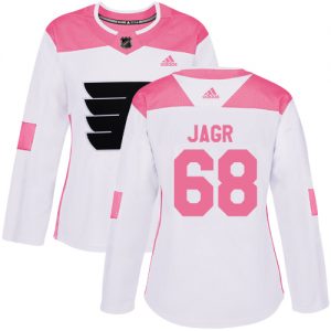Dámské NHL Philadelphia Flyers dresy Jaromir Jagr 68 Authentic Bílý Růžový Adidas Fashion