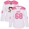 Dámské NHL Pittsburgh Penguins dresy Jaromir Jagr 68 Authentic Bílý Růžový Adidas Fashion
