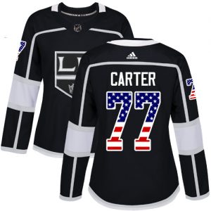 Dámské NHL Los Angeles Kings dresy 77 Jeff Carter Authentic Černá Adidas USA Flag Fashion