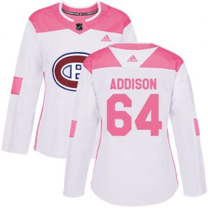 Dámské NHL Montreal Canadiens dresy 64 Jeremiah Addison Authentic Bílý Růžový Adidas Fashion