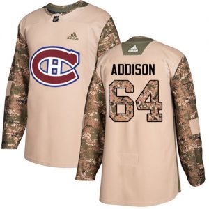 Dětské NHL Montreal Canadiens dresy 64 Jeremiah Addison Authentic Camo Adidas Veterans Day Practice