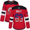 Dámské NHL New Jersey Devils dresy 63 Jesper Bratt Authentic Červené Adidas USA Flag Fashion