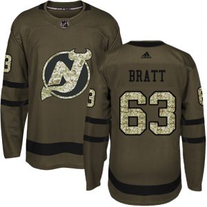 Dětské NHL New Jersey Devils dresy 63 Jesper Bratt Authentic Zelená Adidas Salute to Service