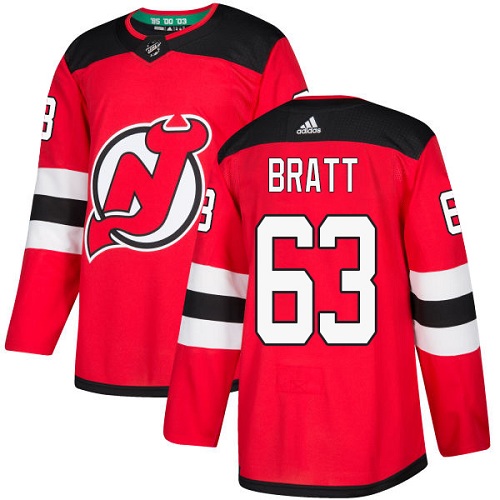 Dětské NHL New Jersey Devils dresy 63 Jesper Bratt Authentic Červené Adidas Domácí