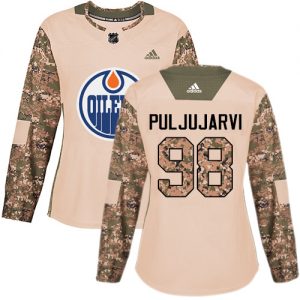 Dámské NHL Edmonton Oilers dresy 98 Jesse Puljujarvi Authentic Camo Adidas Veterans Day Practice