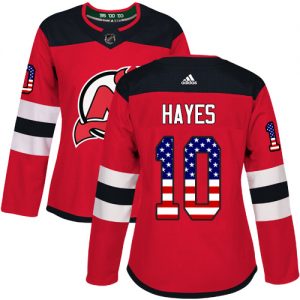 Dámské NHL New Jersey Devils dresy 10 Jimmy Hayes Authentic Červené Adidas USA Flag Fashion