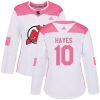 Dámské NHL New Jersey Devils dresy 10 Jimmy Hayes Authentic Bílý Růžový Adidas Fashion