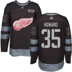 Pánské NHL Detroit Red Wings dresy 35 Jimmy Howard Authentic Černá Adidas 1917 2017 100th Anniversary