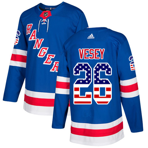 Pánské NHL New York Rangers dresy 26 Jimmy Vesey Authentic Kuninkaallisen modrá Adidas USA Flag Fashion