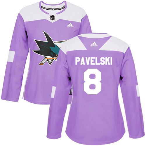 Dámské NHL San Jose Sharks dresy 8 Joe Pavelski Authentic Nachový Adidas Fights Cancer Practice