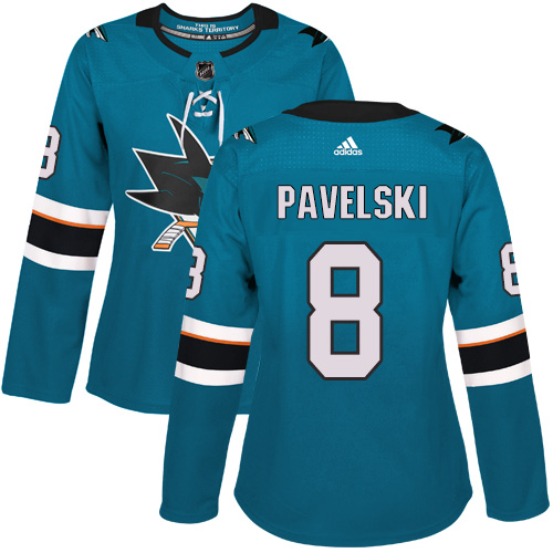 Dámské NHL San Jose Sharks dresy 8 Joe Pavelski Authentic Teal Zelená Adidas Domácí