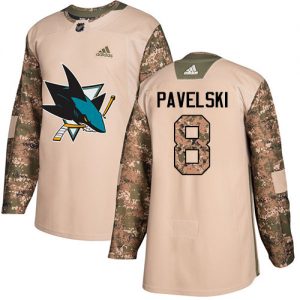 Dětské NHL San Jose Sharks dresy 8 Joe Pavelski Authentic Camo Adidas Veterans Day Practice