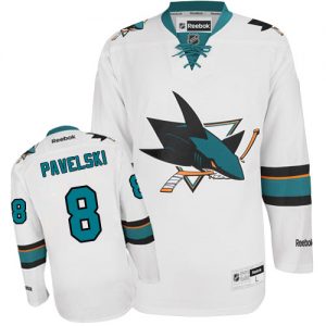 Dětské NHL San Jose Sharks dresy 8 Joe Pavelski Authentic Bílý Reebok Venkovní hokejové dresy