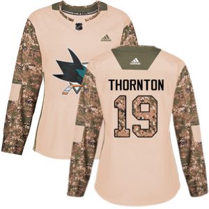 Dámské NHL San Jose Sharks dresy 19 Joe Thornton Authentic Camo Adidas Veterans Day Practice