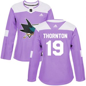 Dámské NHL San Jose Sharks dresy 19 Joe Thornton Authentic Nachový Adidas Fights Cancer Practice