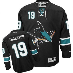 Dětské NHL San Jose Sharks dresy 19 Joe Thornton Authentic Černá Reebok Alternativní hokejové dresy