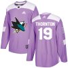 Dětské NHL San Jose Sharks dresy 19 Joe Thornton Authentic Nachový Adidas Fights Cancer Practice