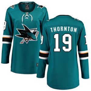 Dámské NHL San Jose Sharks dresy 19 Joe Thornton Breakaway Teal Zelená Fanatics Branded Domácí