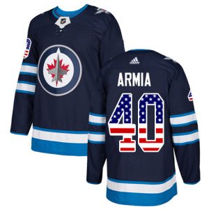Pánské NHL Winnipeg Jets dresy 40 Joel Armia Authentic Námořnická modrá Adidas USA Flag Fashion
