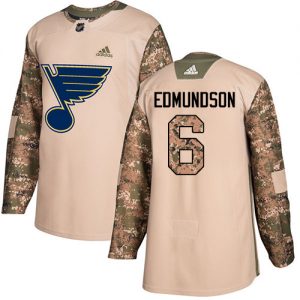 Pánské NHL St. Louis Blues dresy 6 Joel Edmundson Authentic Camo Adidas Veterans Day Practice