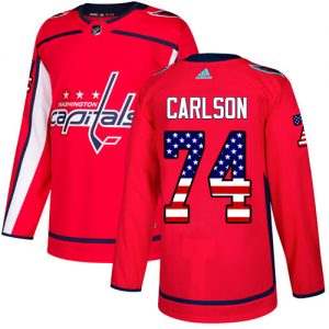 Pánské NHL Washington Capitals dresy 74 John Carlson Authentic Červené Adidas USA Flag Fashion