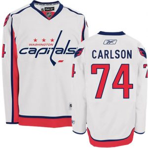 Pánské NHL Washington Capitals dresy 74 John Carlson Authentic Bílý Reebok Venkovní hokejové dresy