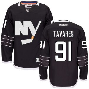Pánské NHL New York Islanders dresy 91 John Tavares Authentic Černá Reebok Alternativní hokejové dresy