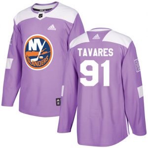 Pánské NHL New York Islanders dresy 91 John Tavares Authentic Nachový Adidas Fights Cancer Practice