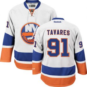 Dámské NHL New York Islanders dresy 91 John Tavares Authentic Bílý Reebok Venkovní hokejové dresy