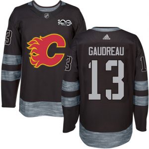 Pánské NHL Calgary Flames dresy Johnny Gaudreau 13 Authentic Černá Adidas 1917 2017 100th Anniversary