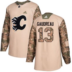 Pánské NHL Calgary Flames dresy Johnny Gaudreau 13 Authentic Camo Adidas Veterans Day Practice