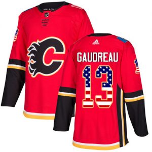 Pánské NHL Calgary Flames dresy Johnny Gaudreau 13 Authentic Červené Adidas USA Flag Fashion